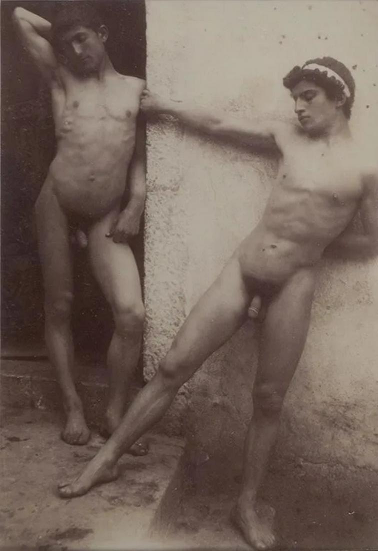 Wilhelm Von Gloeden - Untitled, 1904: WILHELM VON GLOEDEN (1856-1931) Untitled, 1904 Print in Colors 5" x 7 1/4" Baron Wilhelm von Gloeden was a German photographer known for his erotic images of adolescent boys. Often featuring subjects