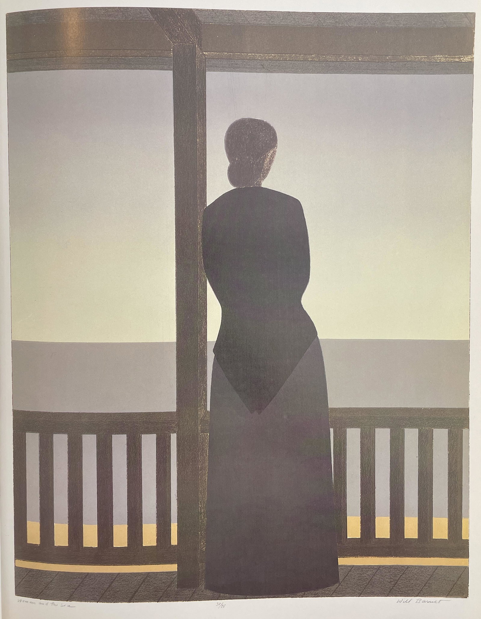 Will Barnet - Woman and the Sea, 1973: WILL BARNET (1911-2012) Woman and the Sea, 1973 Print in Colors, Printed in the 1970s, Plate Signed and Numbered 10 1/2" x 13 3/4" Will Barnet was a 20th-century American artist best known for his pai