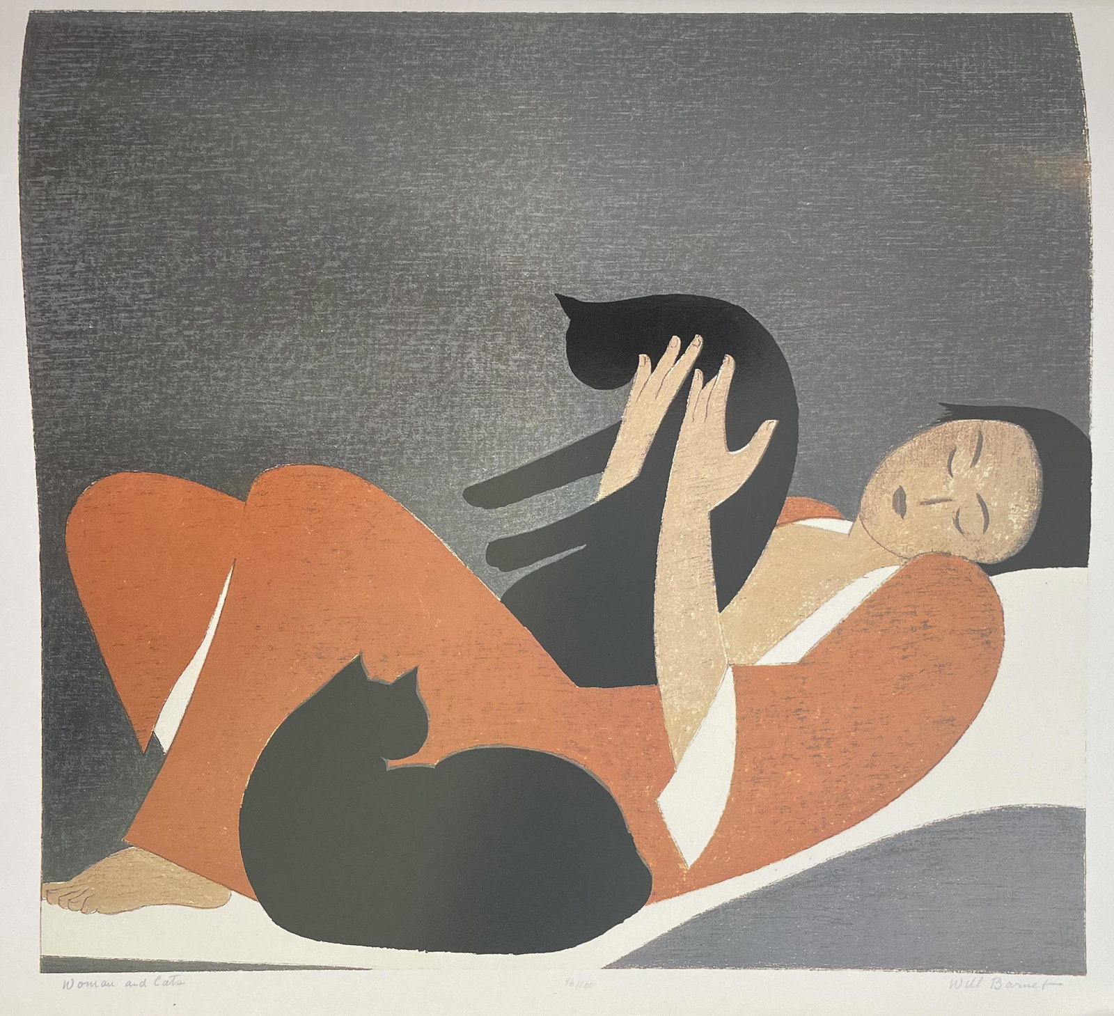 Will Barnet - Woman and Cats, 1969 (1 of 1)