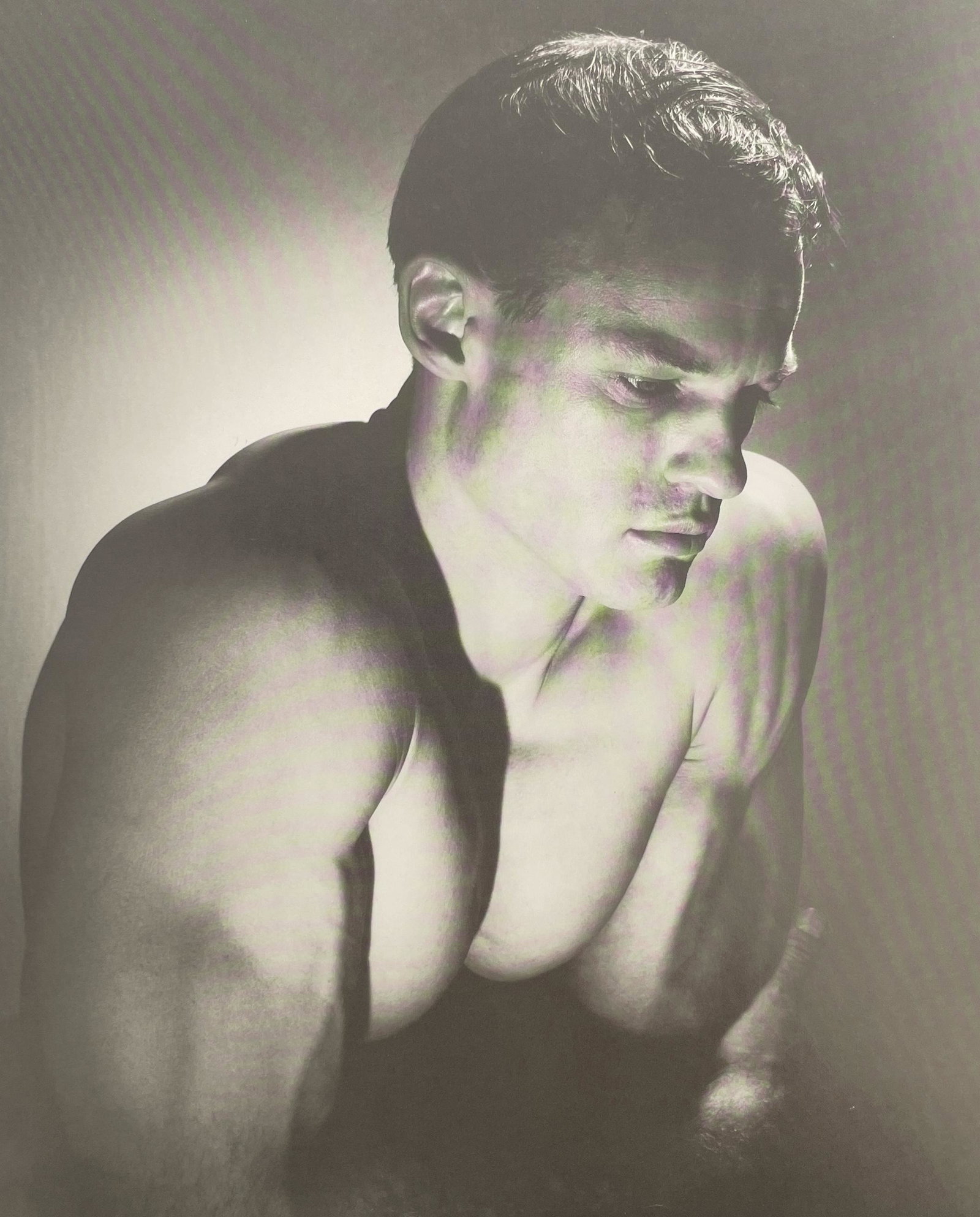 George Platt Lynes - Male Nude: GEORGE PLATT LYNES (1907-1955) Male Nude Print in Colors 8 3/4" x 11" George Platt Lynes was an American fashion photographer. His grayscale work is characterized by its sexual and homoerotic overtone