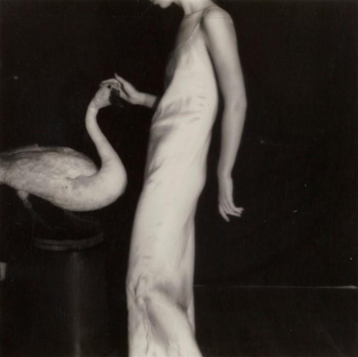 Francesca Woodman - Lucy with Goose, 1977: FRANCESCA WOODMAN (1958-1981) Lucy with Goose, 1977 Print in Colors 5 1/4" x 5" Francesca Woodman was an American photographer known for her black-and-white self-portraits. Despite her short career, w