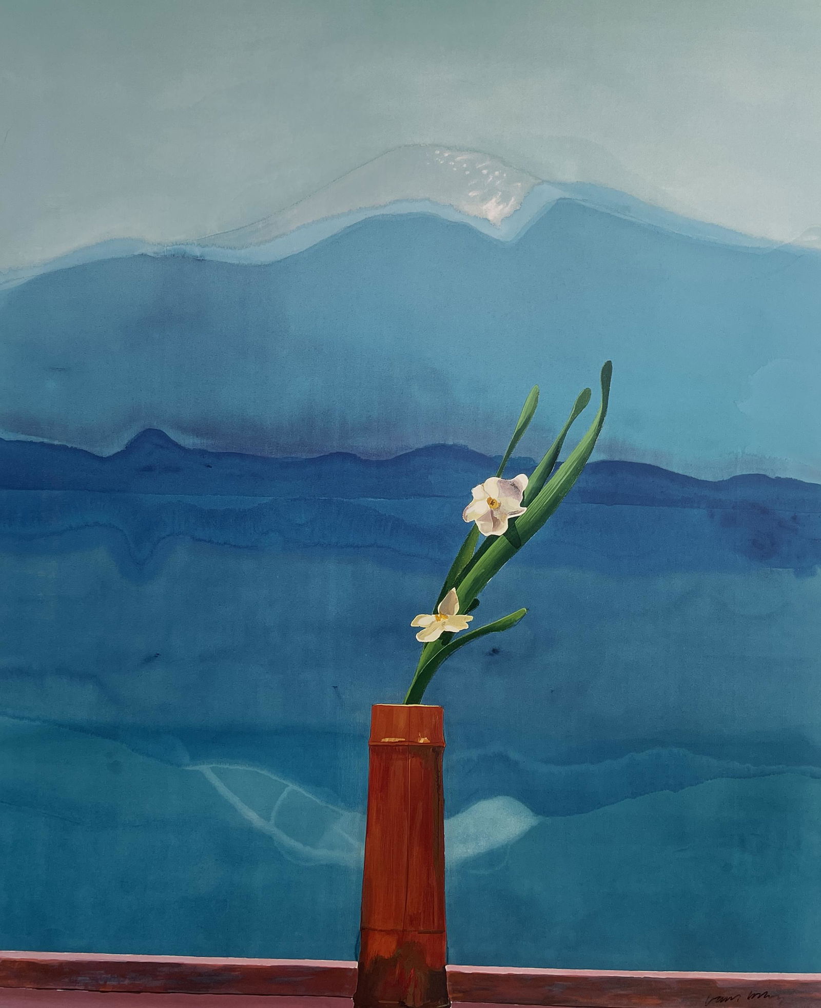 David Hockney - Mount Fuji and Flowers, 1972 - Signed (1 of 6)