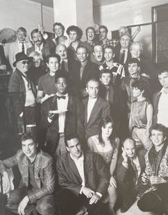 Jean-Michel Basquiat - Group of Friends at Mr. Chow's, 1986: JEAN-MICHEL BASQUIAT (1960-1988) Group of Friends at Mr. Chow's Restaurant, New York, 1986 People in this image include - Michael Heizer, David Hockney, Leroy Neiman, Dennis Oppenheim, Stefano, Willia