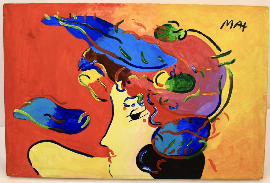After Peter Max - Original Oil Painting, Scenic Image of a Lady (1 of 9)