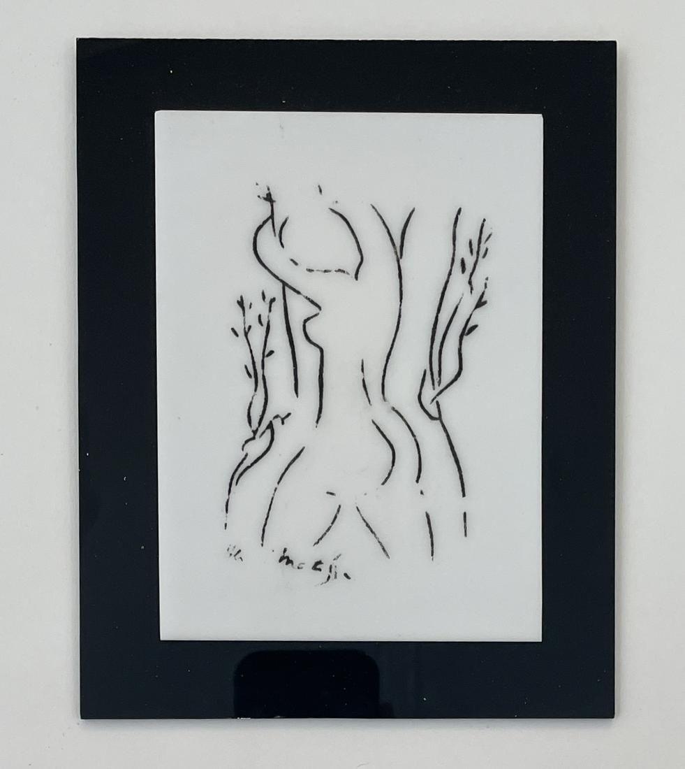 Henri Matisse - Silkscreen on Lucite, Nude Series: HENRI MATISSE (1869-1954) Silkscreen on Lucite #136 Nude Naked-Classic Series 4 1/4" x 5 3/4"