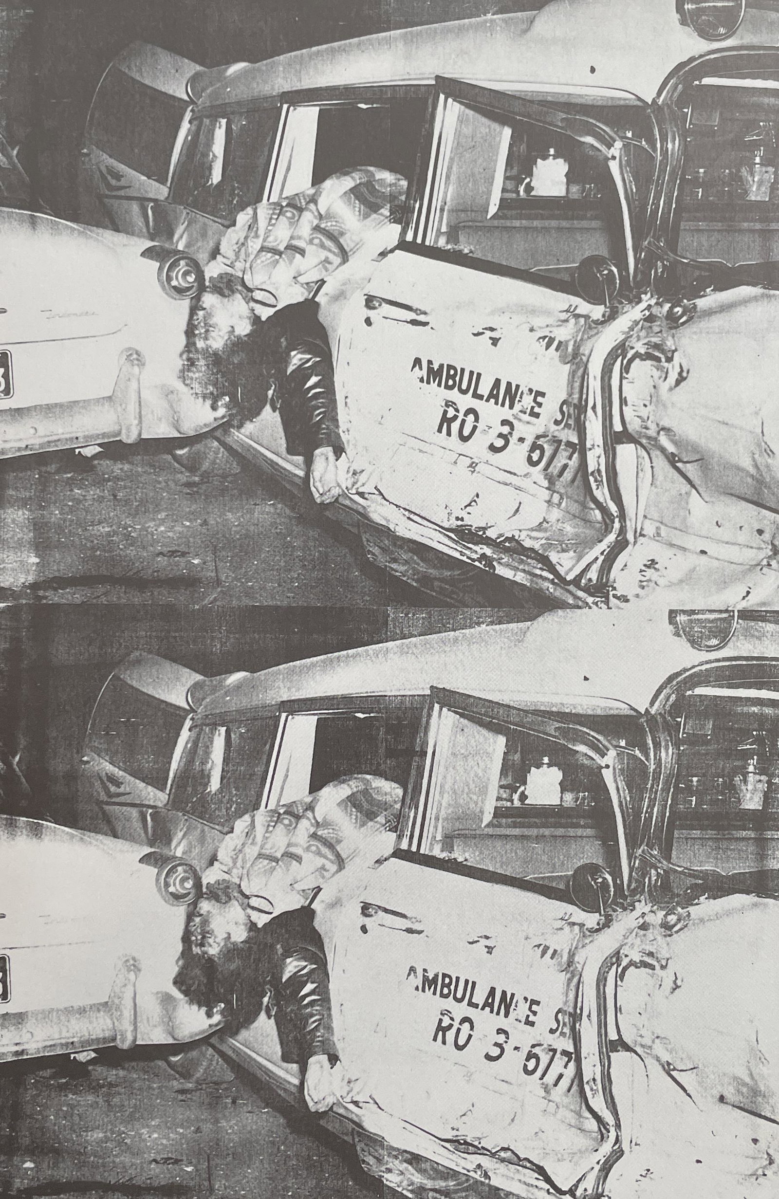 Andy Warhol - Ambulance Desaster, 1963: ANDY WARHOL (1928-1987) Title - Ambulance Desaster, 1963 Type of Print - Print in Colors Estimated Image Size - 6 1/2" x 10" Andy Warhol was a leading figure in the Pop Art movement. Like his contempo