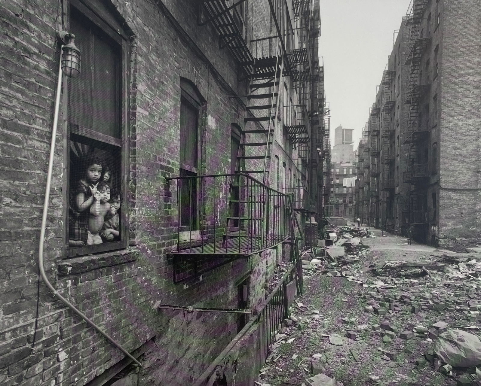 Bruce Davidson - East 100th St, 1966: BRUCE DAVIDSON (B.1933) Title - East 100th Street, 1966 Type of Print - Print in Colors Approximate Image Size - 9 1/2" x7 1/2" Bruce Davidson is an American photographer known for capturing images of