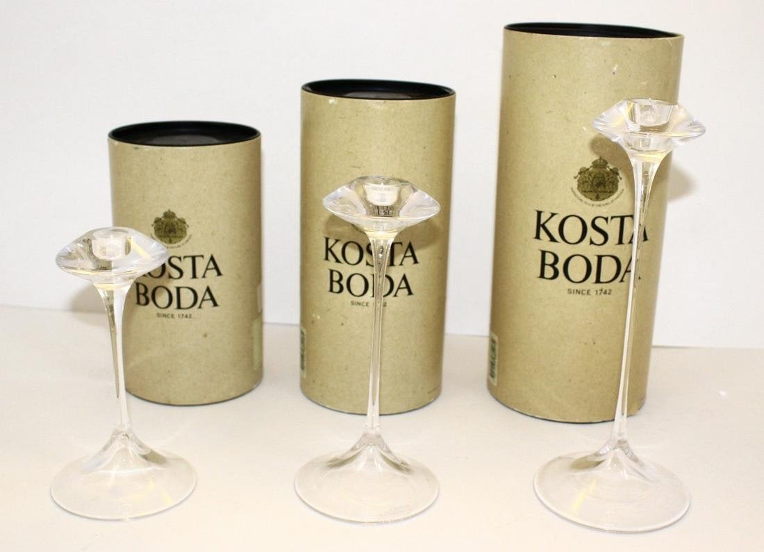 Signed Kosta Boda - Candlestick Holder, Grouping of 3 (1 of 9)
