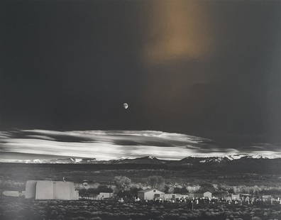 Ansel Adams - Moonrise, Hernandez, 1941: ANSEL ADAMS (1902-1984) Title - Moonrise, Hernandez, New Mexico, 1941 Offset Lithograph 17 1/2" x 22 1/2"