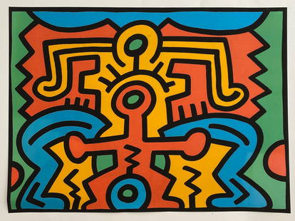 Keith Haring - Untitled, Offset Lithograph: KEITH HARING (1958-1990) Untitled Offset Lithograph 21 1/4" x 29"