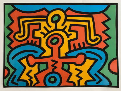 Keith Haring - Untitled, Offset Lithograph: KEITH HARING (1958-1990) Untitled Offset Lithograph 21 1/4" x 29"