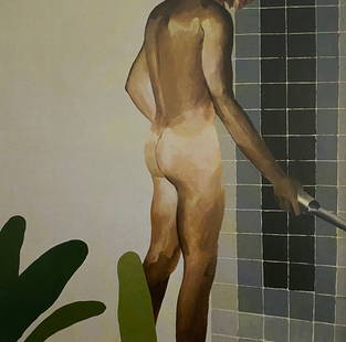 David Hockney - Bay About to Take a Shower, 1964: DAVID HOCKNEY (B. 1937) Bay About to Take a Shower, 1964 Print in Colors, Printed in the 2000s 6" x 6"