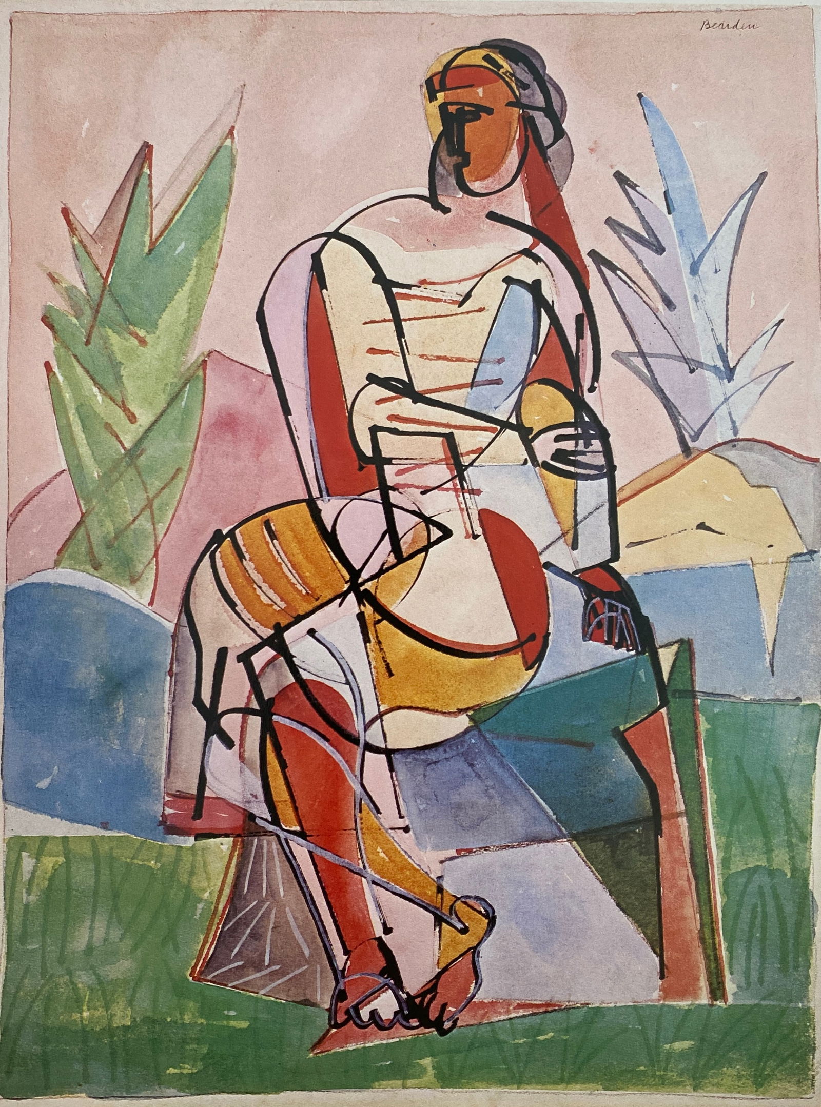 Romare Bearden - Woman Seated on Rock, 1948 (1 of 1)