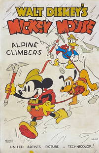 Walt Disney - Alpine Climbers Movie Poster, 1936: WALT DISNEY (1901-1966) Alpine Climbers Movie Poster Backed onto linen Measures approximately 40" x 60"