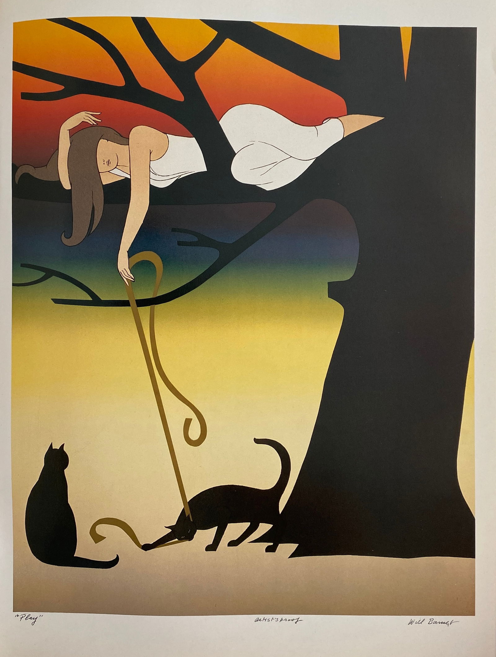 Will Barnet - Play, 1975: WILL BARNET (1911-2012) Play, 1975 Print in Colors, Printed Signature 10 1/2" x 13 1/2"