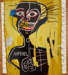 Jean Michel Basquiat - Cabeza, 1982: JEAN MICHEL BASQUIAT (1960-1988) Cabeza, 1982 Print in Colors 6 1/4" x 6 3/4"