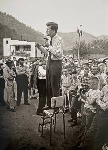 Hank Walker - JFK Speaking to a Crowd, 1960: HANK WALKER JFK Speaking to a Crowd, 1960 Print in Colors 11 1/4" x 15 1/2"