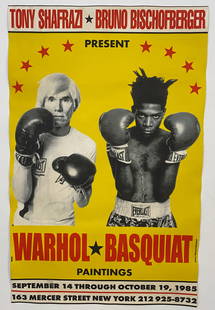 Andy Warhol - Jean Michel Basquiat - Warhol and Basquiat Boxing Exhibition Poster: ANDY WARHOL (1928-1987) JEAN MICHEL BASQUIAT (1960-1988) Warhol and Basquiat Boxing Exhibition Poster 11 1/2" x 18"