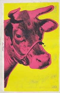 Andy Warhol - Cow, 1966 (Yellow Variant): ANDY WARHOL (1928-1987) Cow, 1966 Poster (Yellow), Backed onto Linen 29 1/4" x 44 1/4", Linen measures 32" x 47 1/4"