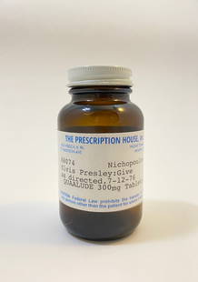 Elvis Presley - Prescription Bottle (Empty): ELVIS PRESLEY (1935-1977) Prescription Bottle (Quaaludes) Empty 3 1/2" Tall