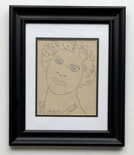 Andy Warhol - Drawing, Hand Signed w/ Estate Stamp: ANDY WARHOL (1928-1987) Drawing Hand Signed towards the bottom Estate Stamps located on verso Inventory Number Located Next to the Stamps Sight - 8" x 9 1/4" - Frame - 14 1/2" x 17 1/2"