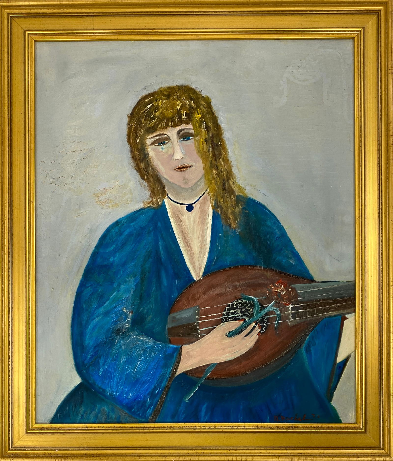Original Oil on Canvas - Woman Playing Banjo (1 of 9)
