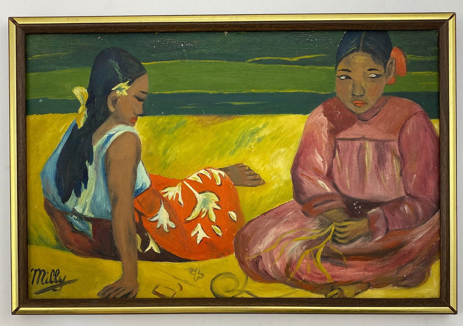 After Paul Cezanne - Tahiti Painting - Oil on Board: AFTER PAUL CEZANNE (1839-1906) Tahiti Painting Oil on Board Sight - 10" x 15" - Frame - 11" x 16"