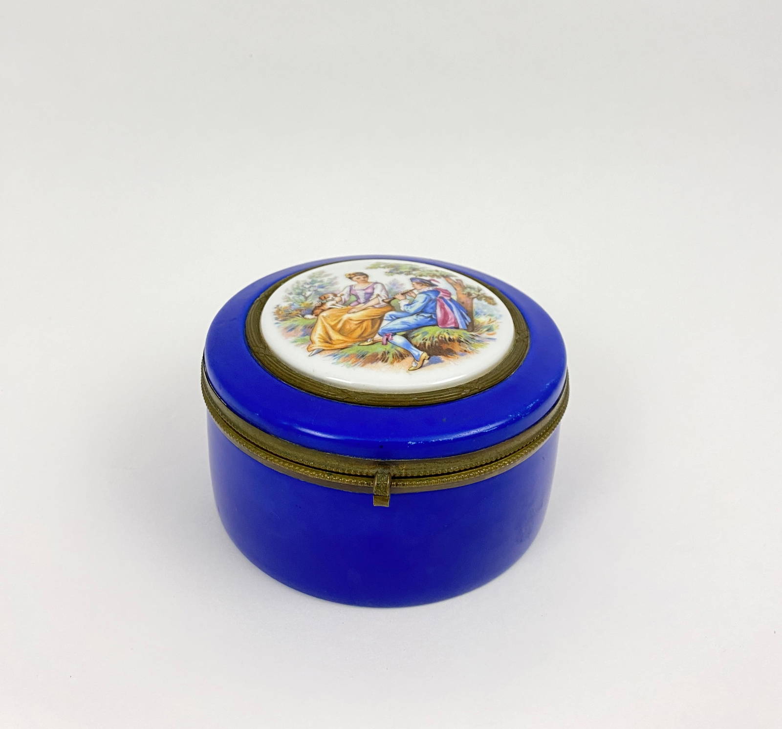 Limoges Cobalt Blue Trinket Box, Porcelain Auction