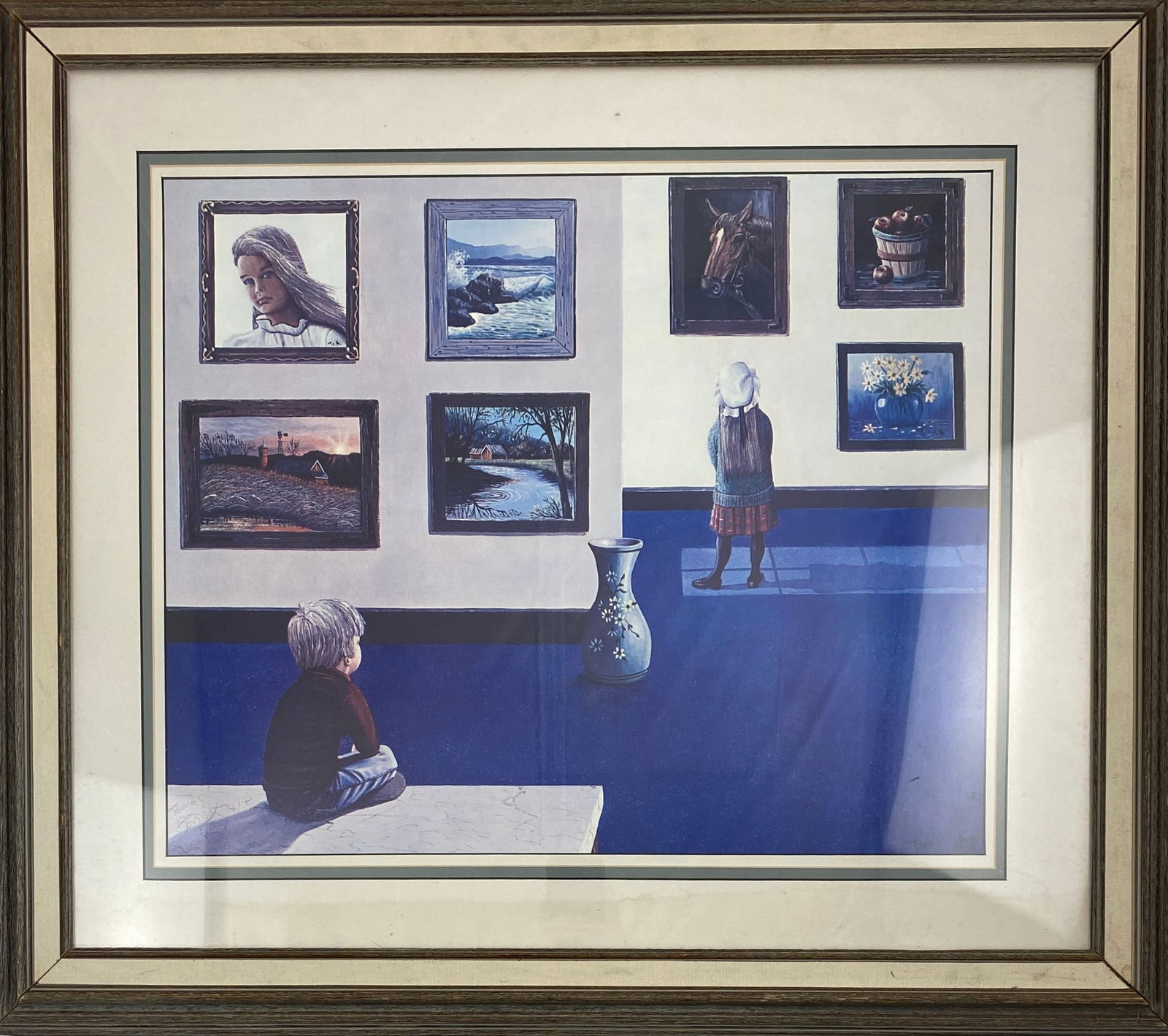 Thomas Kerry - Museum Scene, Lithograph: THOMAS KERRY Museum Scene Lithograph 28" x 33"