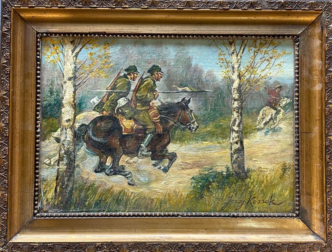 Jerzy Kossak - Soldiers on Horseback, Original Oil on Canvas Laid Onto Board (1 of 9)