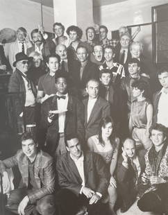 Jean-Michel Basquiat - Group of Friends at Mr. Chow's, 1986: JEAN-MICHEL BASQUIAT (1960-1988) Group of Friends at Mr. Chow's Restaurant, New York, 1986 People in this image include - Michael Heizer, David Hockney, Leroy Neiman, Dennis Oppenheim, Stefano, Willia