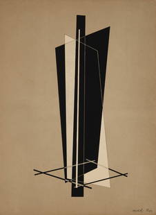Laszlo Moholy-Nagy - Konstrucktion VI, Print: LASZLO MOHOLY-NAGY Konstrucktion VI Print Signed in the Plate 23 7/8" x 17 3/8"