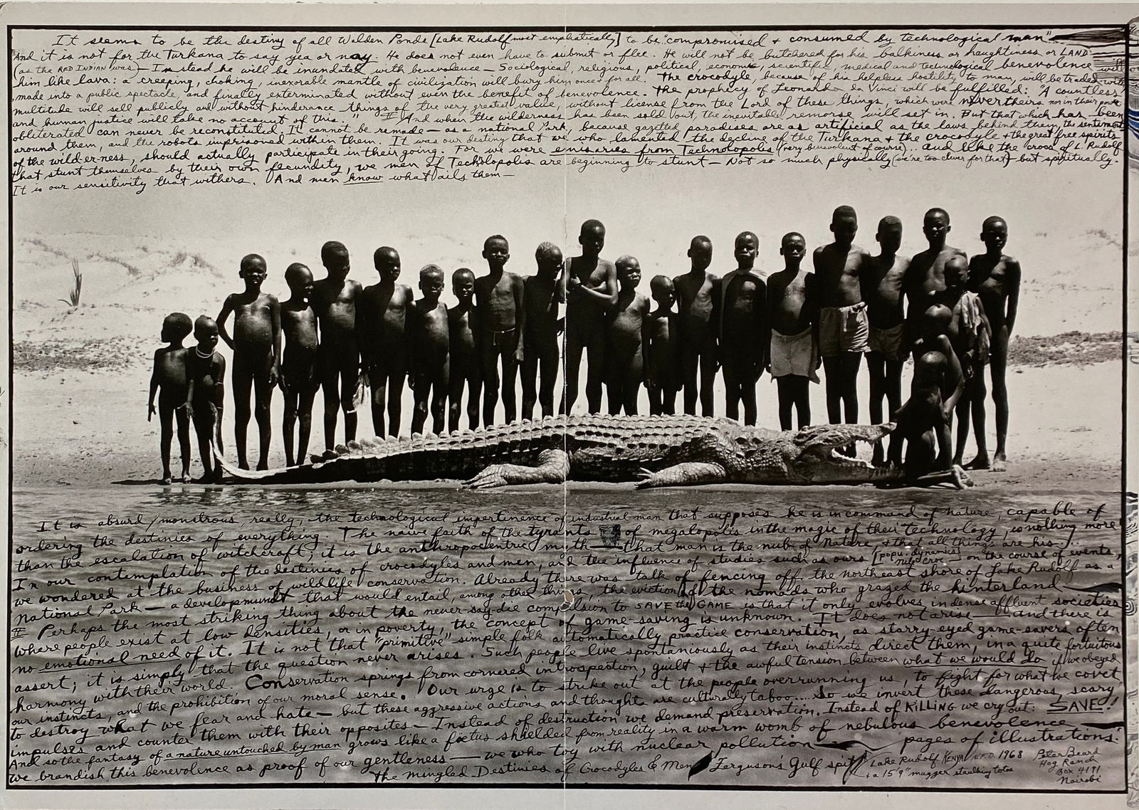 Peter Beard - Ferguson's Gulf Spit Crocodile, 1968: PETER BEARD Ferguson's Gulf Spit Crocodile, 1968 Offset Lithograph 14 1/4" x 20 1/4"