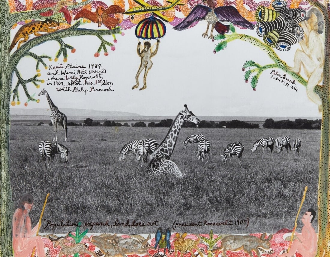 Peter Beard - Giraffes and Zebras, 1909: PETER BEARD (1938-2020) Giraffes and Zebras, 1909 Offset Lithograph