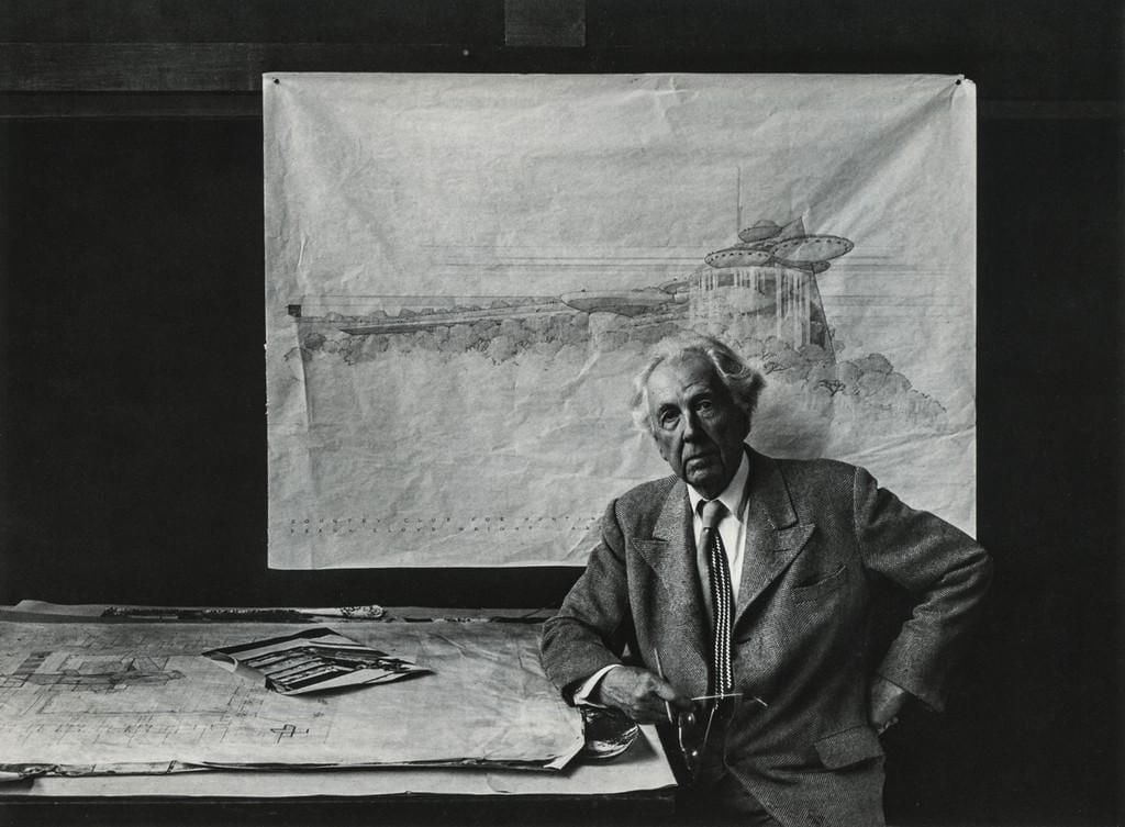 Arnold Newman - Frank Lloyd Wright, 1947: ARNOLD NEWMAN (1918-2006) Frank Lloyd Wright, Taliesin East, Wisconsin, 1947 Print 7 3/4" x 5 3/4"