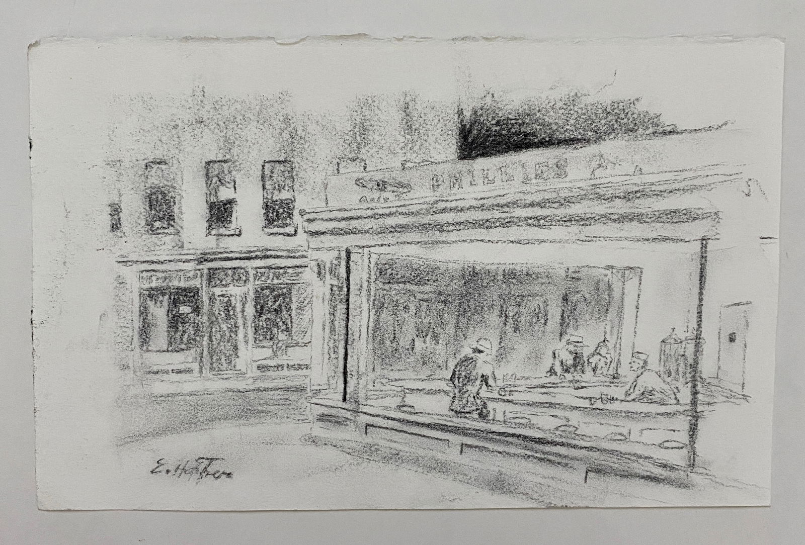 Edward Hopper - Graphite Study Drawing on Paper of Nighthawks (1 of 9)