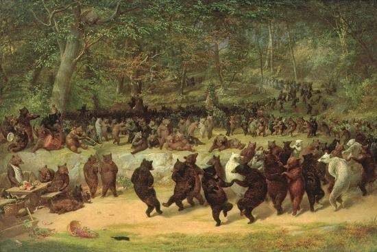 William Holbrook Beard - The Bear Dance: WILLIAM HOLBROOK BEARD (1825-1900) The Bear Dance Print 54" x 36"