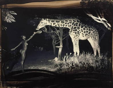 Peter Beard - Maureen Gallagher and Night Feeder, 1987: PETER BEARD (1938-2020) Maureen Gallagher and Night Feeder, 1987 Offset Lithograph 16" x 20"