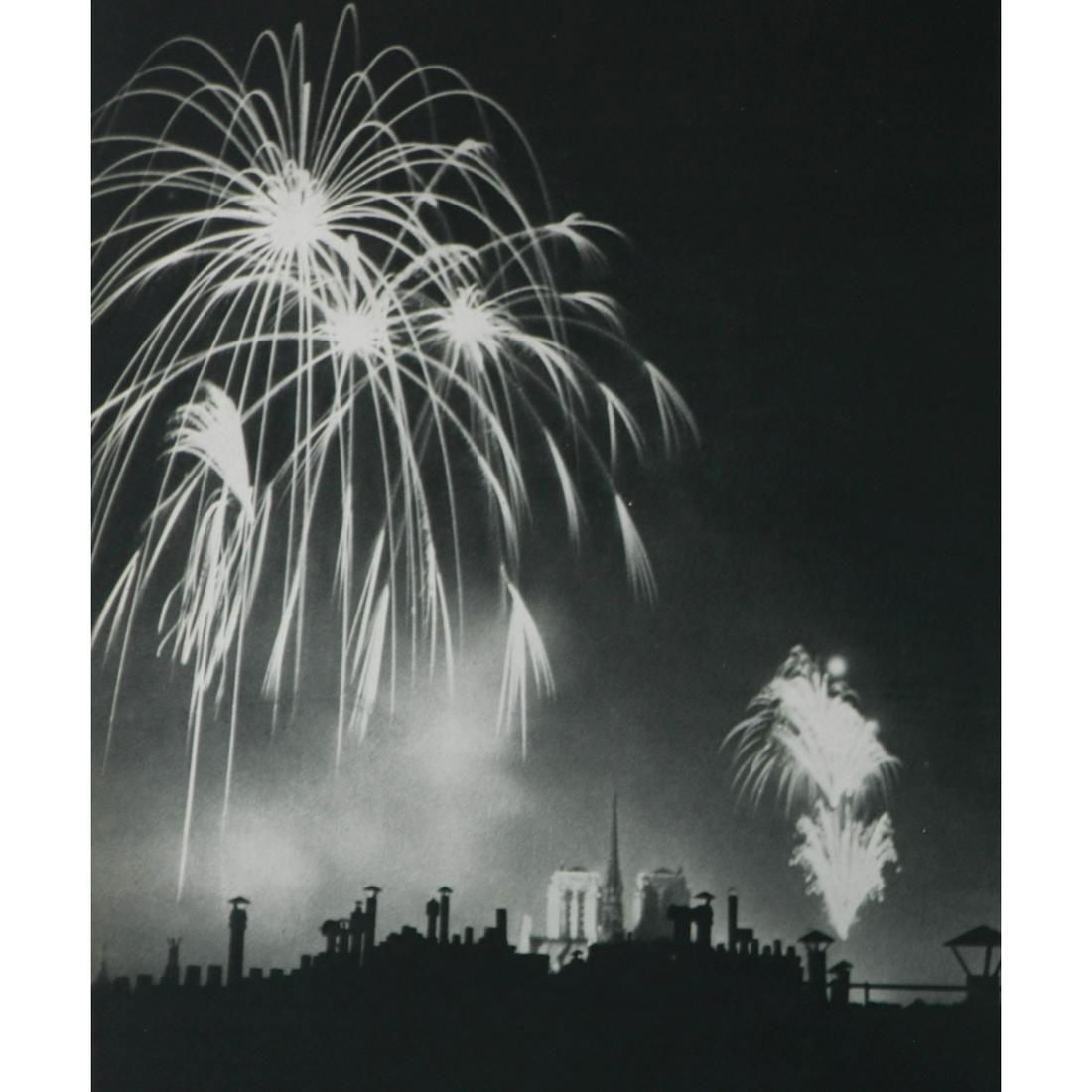 Brassai - Fireworks Over Notre Dame: BRASSAI (1899-1984) Fireworks Over Notre Dame Print 9 1/4" x 7 1/4"