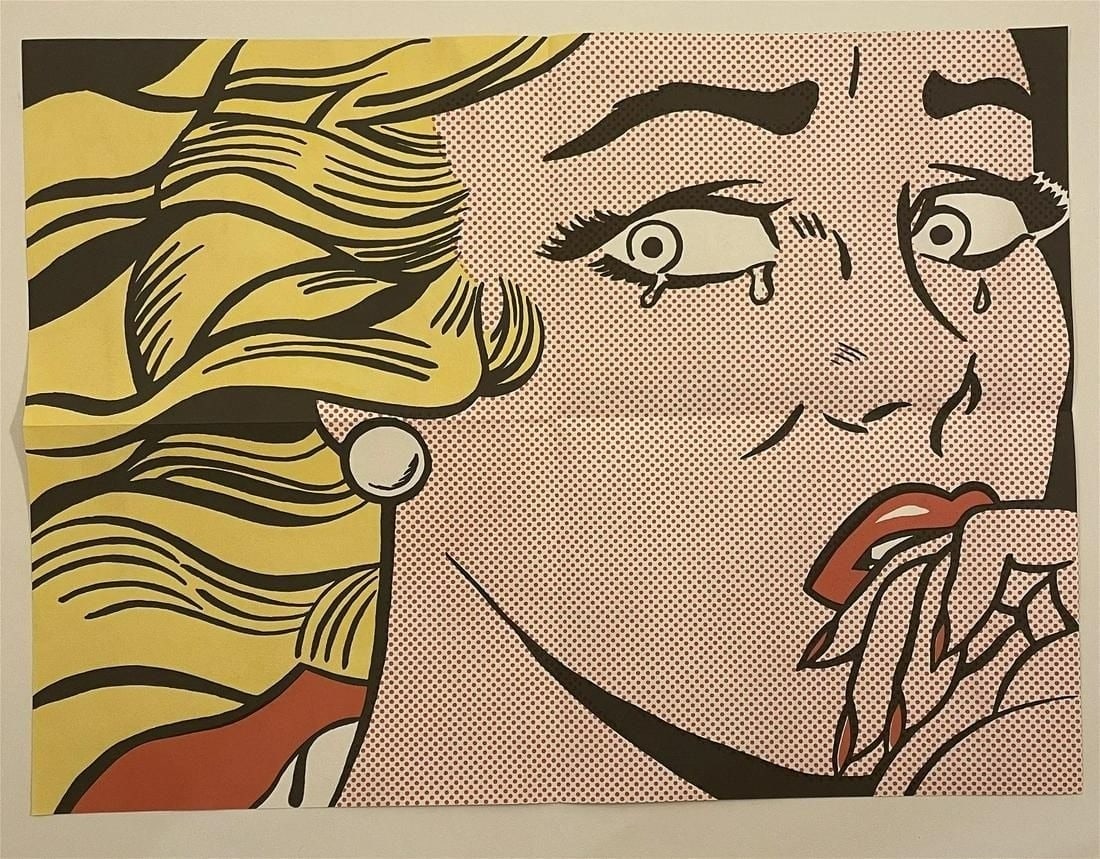 Roy Lichtenstein - Crying Girl, Mailer: ROY LICHTENSTEIN (1923-1997) Crying Girl, Mailer Offset Lithograph 17" x 23"