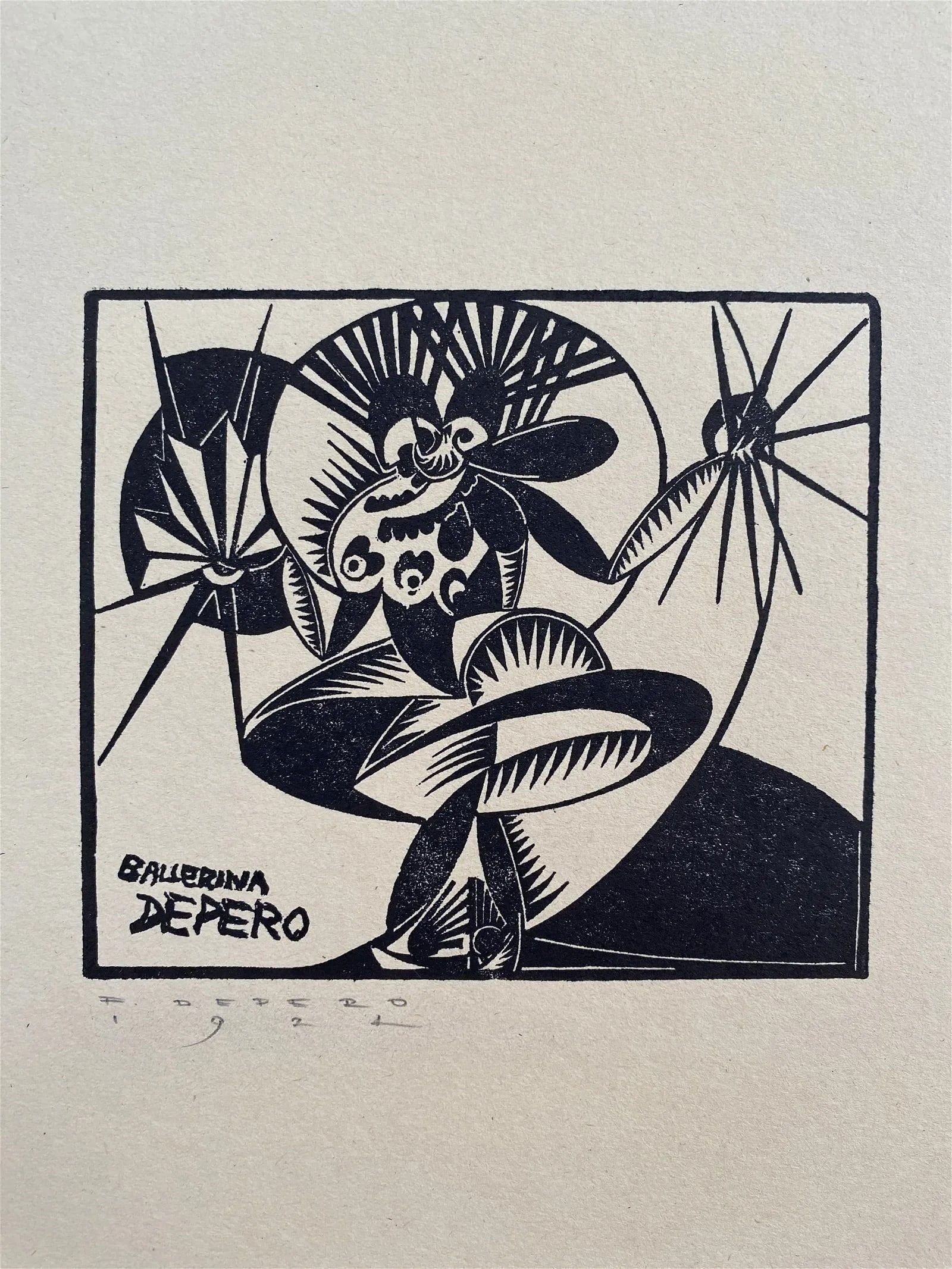 Fortunato Depero - Ballerina Depero, Hand Signed Woodcut (1 of 4)