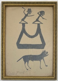 Bill Traylor - Untitled, Pencil & Gouache on Cardboard