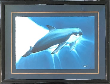 Robert Wyland - Original Watercolor on Paper of a Dolphin