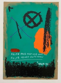 Jean Michel Basquiat - Mixed Media on Cardboard