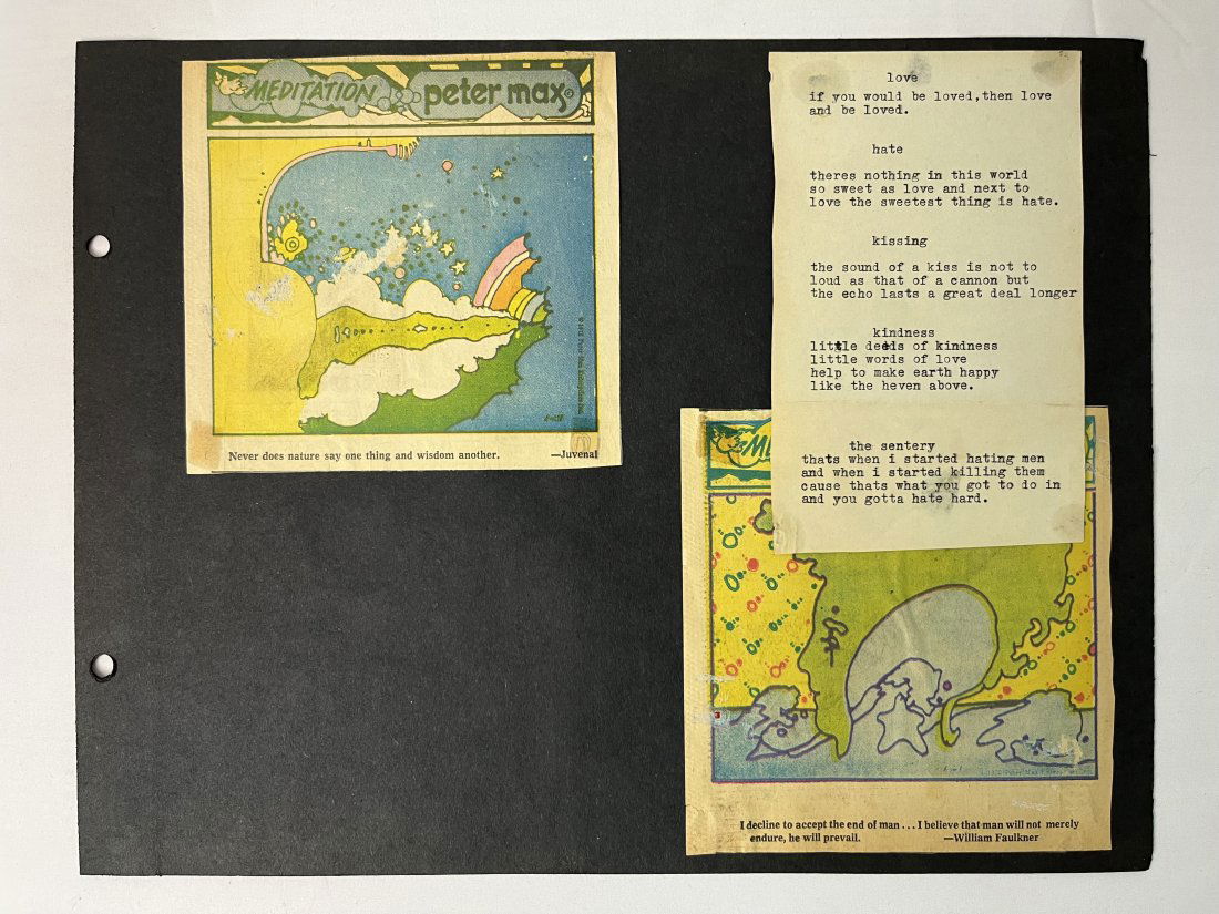 Original 60s/70s Scrapbook with Peter Max Clippings, Photographs, Sketches, and Sinister Poem (1 of 17)