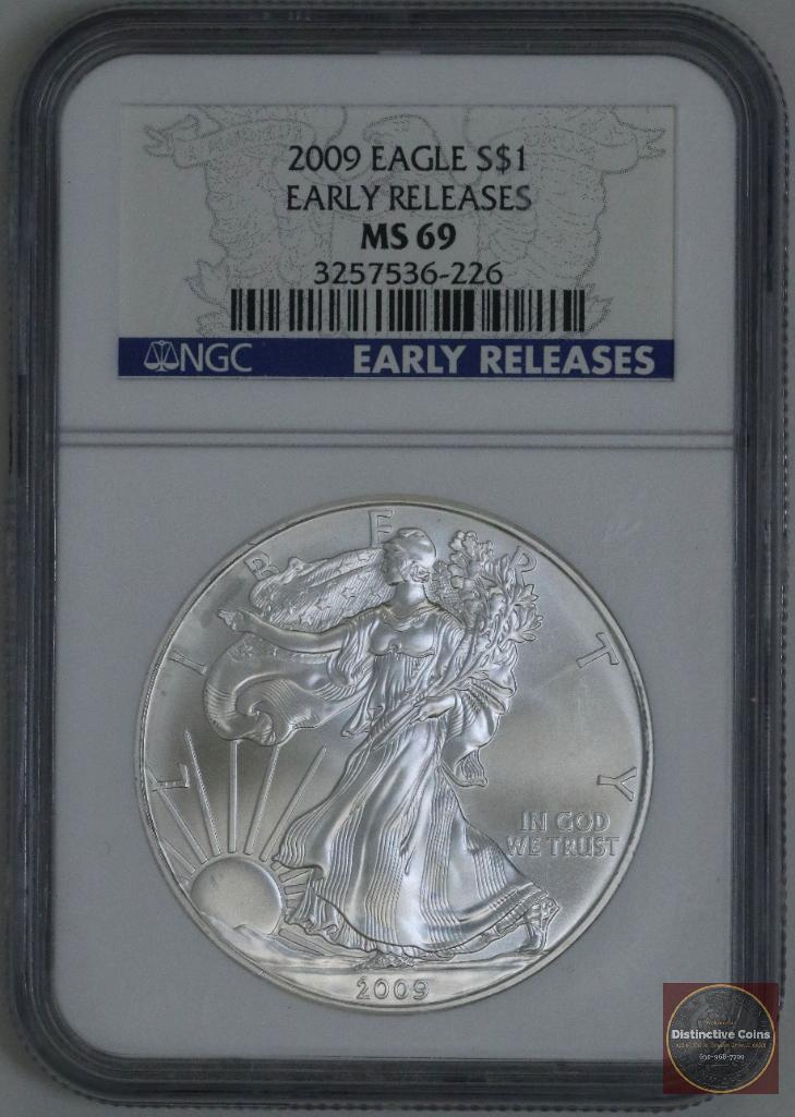 2009 American Silver Eagle 1oz. Fine Silver (NGC) MS69 Early Releases (1 of 2)