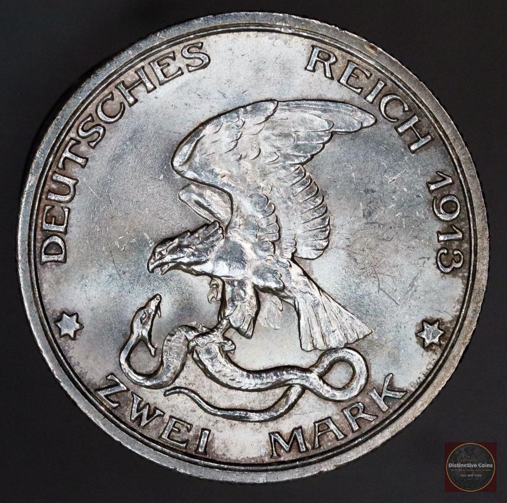 1913 A German States PRUSSIA 2 Mark 100th Anniversary - victory over Napoleon (1 of 2)