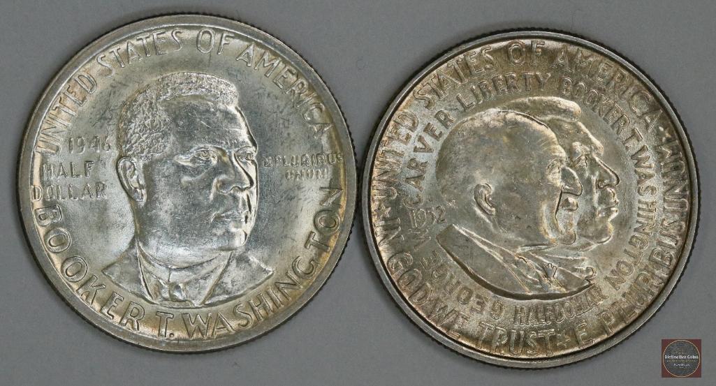 Group of (2) Early Commemorative Silver Half Dollars Booker T Washington & Washington Carver (1 of 2)