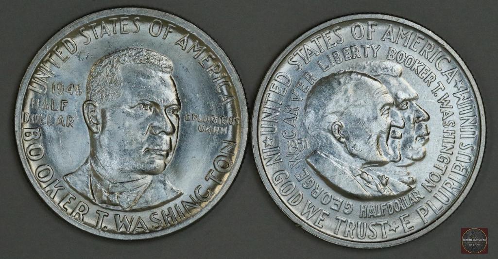 Group of (2) Early Commemorative Silver Half Dollars Booker T Washington & Washington Carver (1 of 2)