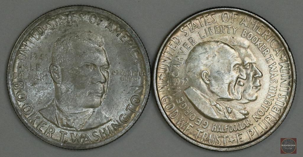 Group of (2) Early Commemorative Silver Half Dollars Booker T Washington & Washington Carver (1 of 2)